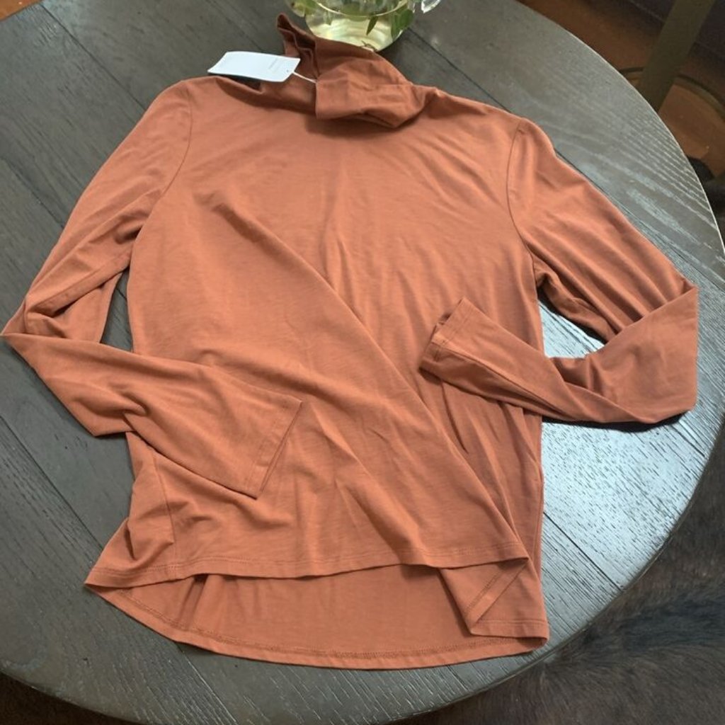 Nwt Eileen Fisher Spice Scrunch Neck Top
